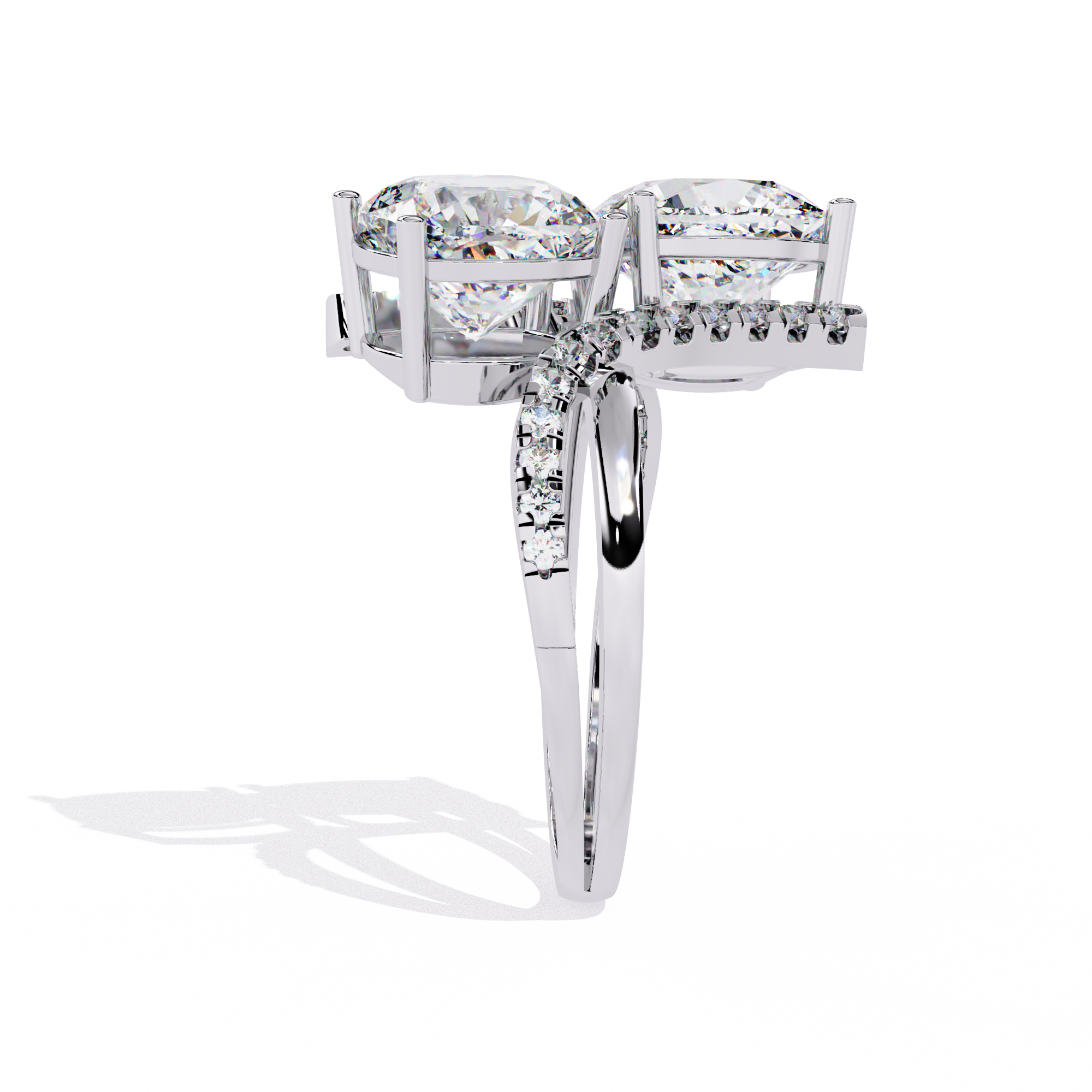 Solitairekart 5.04ct Double Cushion Cut Natural Diamond Bypass Ring-H Color, VS1 Clarity